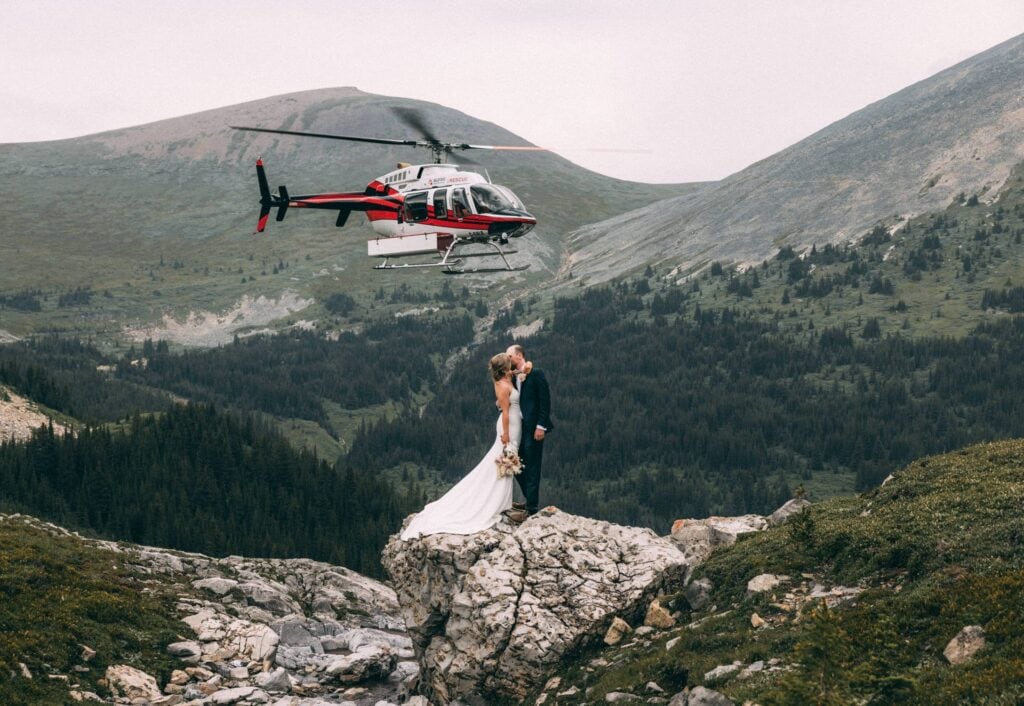 outdoor elopement ideas - helicopter ride