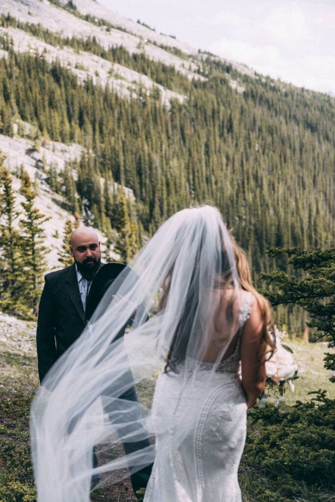 first look with bride and groom