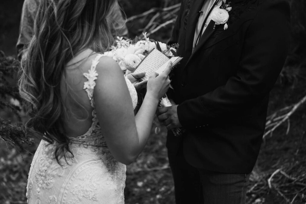 bride reading vows