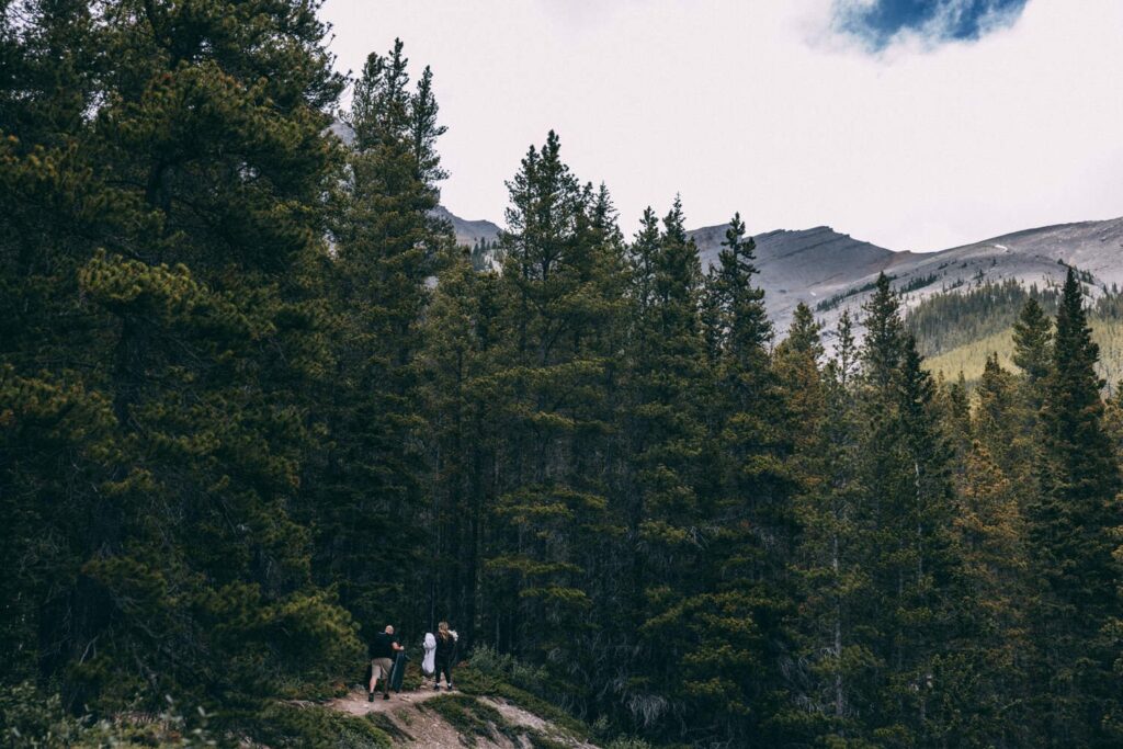couple hiking through the kananaskis