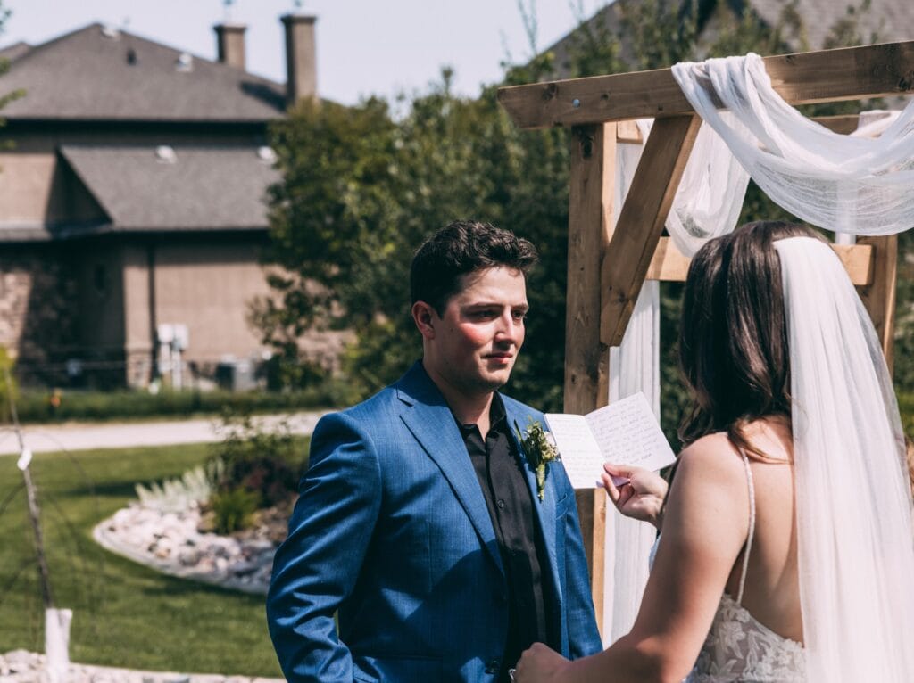 couple eloping in backyard of edmonton
