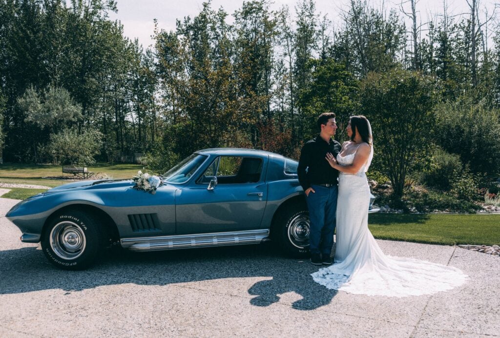 couple photos with vintage car