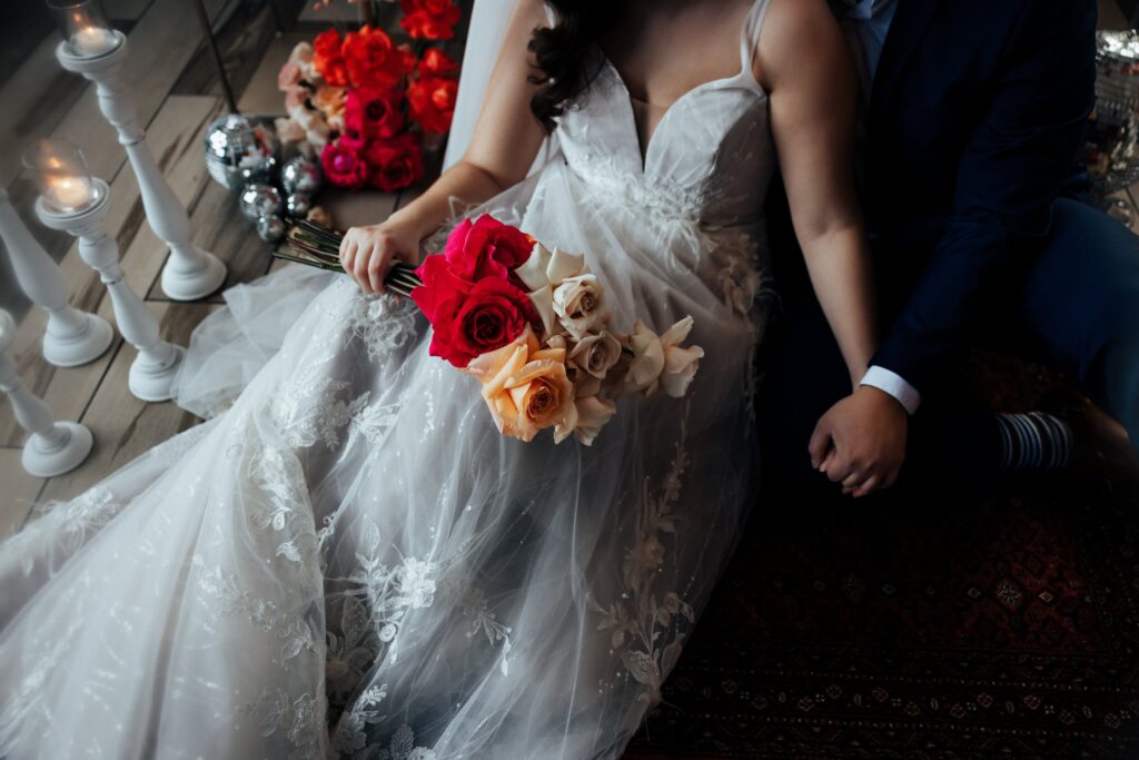colourful and small wedding bouquet