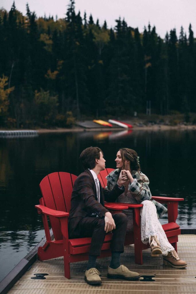 Pyramid lake island wedding in jasper national park / jasper elopement wedding photographer /12 places to elope in alberta