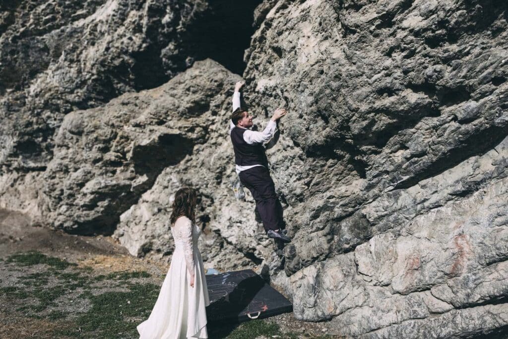 outdoor elopement ideas - rock climbing