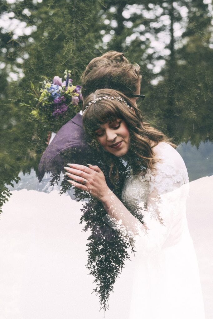 double exposure canmore elopement photo