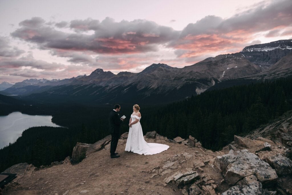 summer sunrise at peyto lake in banff national park
