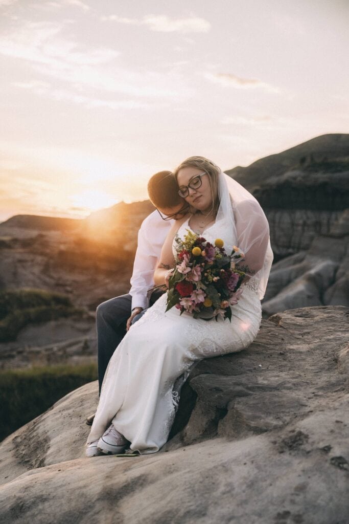 Cake and champagne celebration at Drumheller Hoodoos