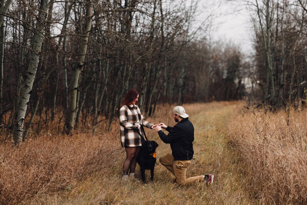 guy placing ring on fiance after proposing